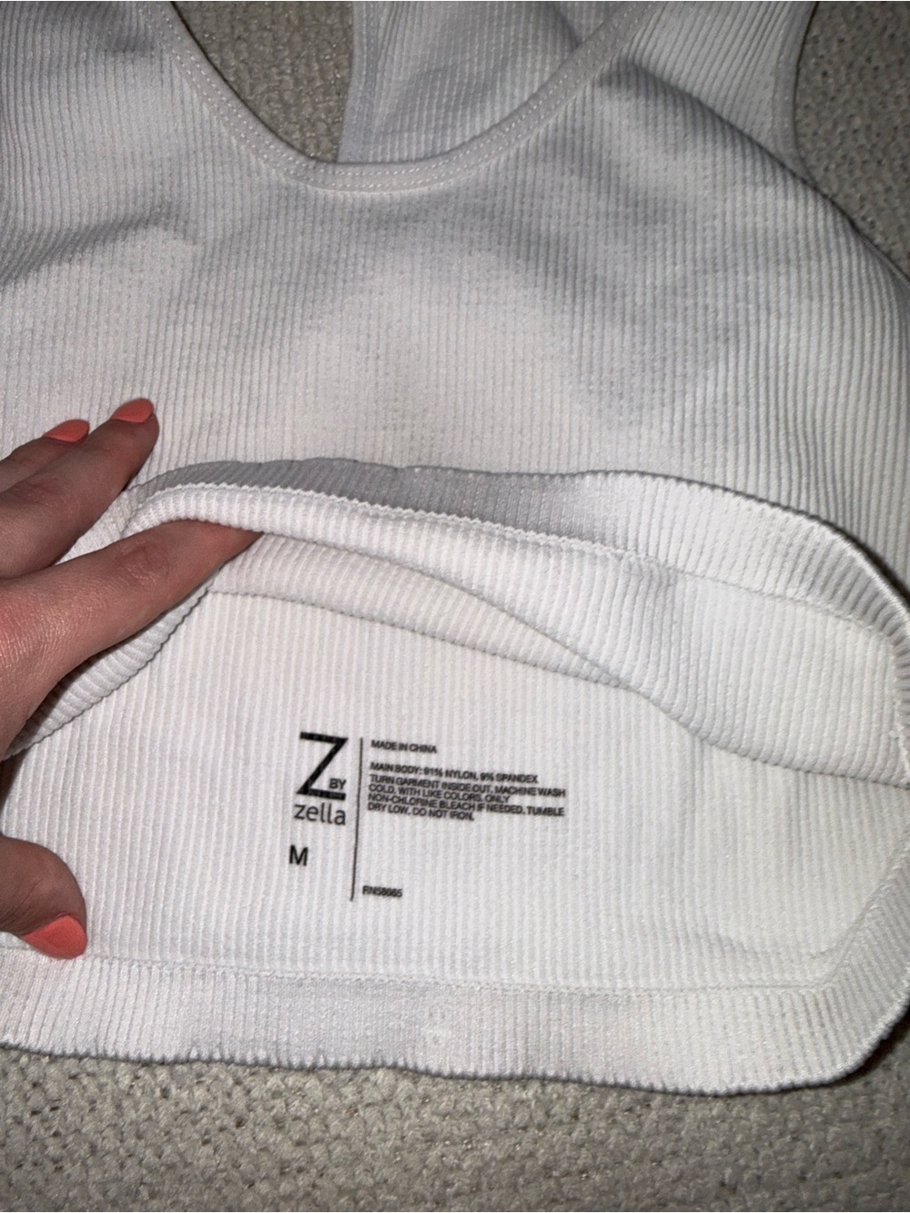 Zella White Ribbed Racerback Crop Tank - Picture 3 of 3